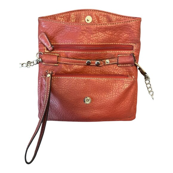 Nine West Red Faux Leather Crossbody Wristlet – Convertible Bag with Chain Strap - Picture 3 of 7